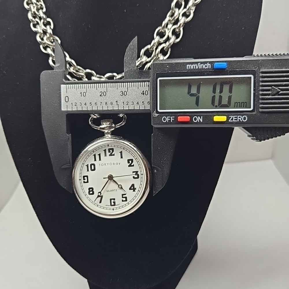 TOKYObay Pocket Watch Silver Tone New Battery Jeans Pants Suit Chain Necklace - Picture 4 of 12